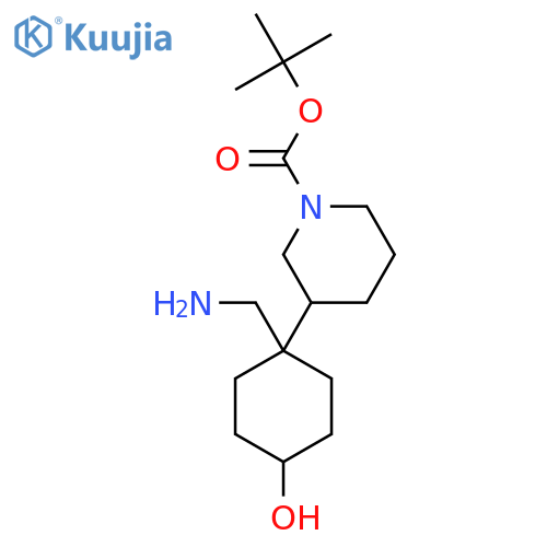 tert-butyl 3-1-(aminomethyl)-4-hydroxycyclohexylpiperidine-1-carboxylate structure