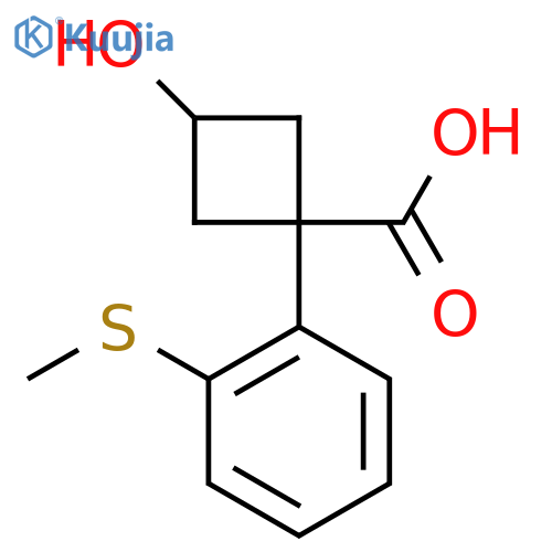 3-hydroxy-1-2-(methylsulfanyl)phenylcyclobutane-1-carboxylic acid structure