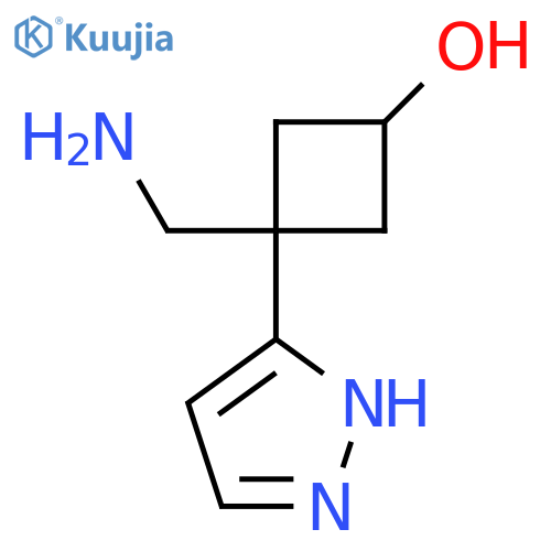 3-(aminomethyl)-3-(1H-pyrazol-3-yl)cyclobutan-1-ol structure