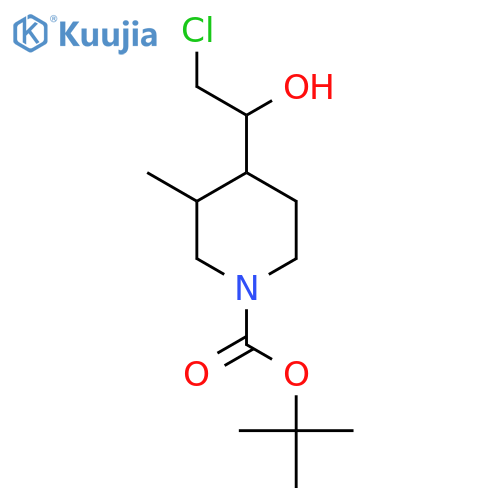 tert-butyl 4-(2-chloro-1-hydroxyethyl)-3-methylpiperidine-1-carboxylate structure
