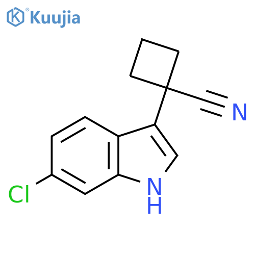 1-(6-chloro-1H-indol-3-yl)cyclobutane-1-carbonitrile structure