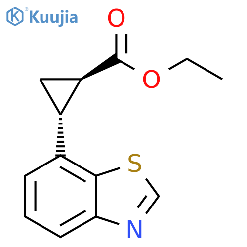 rac-ethyl (1R,2R)-2-(1,3-benzothiazol-7-yl)cyclopropane-1-carboxylate structure