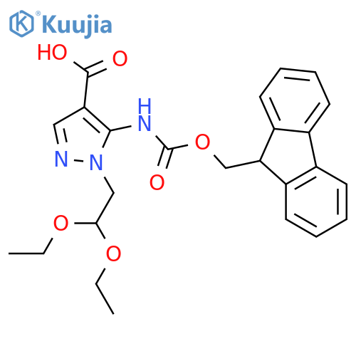 1-(2,2-diethoxyethyl)-5-({[(9H-fluoren-9-yl)methoxy]carbonyl}amino)-1H-pyrazole-4-carboxylic acid structure