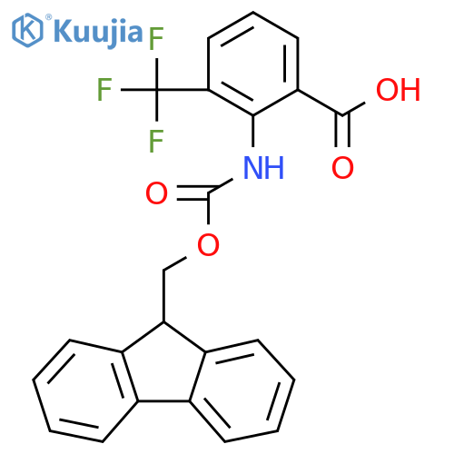 2-({[(9H-fluoren-9-yl)methoxy]carbonyl}amino)-3-(trifluoromethyl)benzoic acid structure