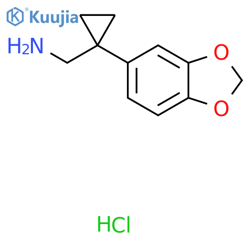 [1-(1,3-Benzodioxol-5-yl)cyclopropyl]methanamine;hydrochloride structure