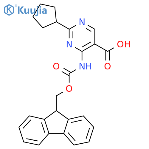 2-cyclopentyl-4-({[(9H-fluoren-9-yl)methoxy]carbonyl}amino)pyrimidine-5-carboxylic acid structure