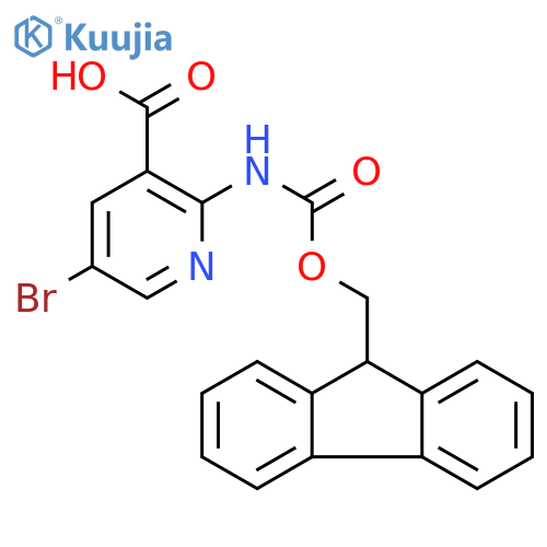 2-((((9H-Fluoren-9-yl)methoxy)carbonyl)amino)-5-bromonicotinic acid structure