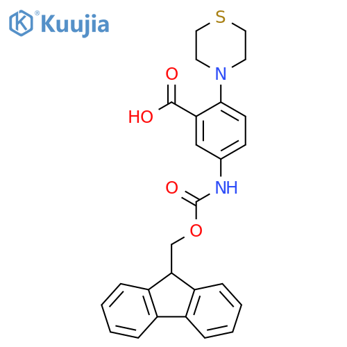 5-({(9H-fluoren-9-yl)methoxycarbonyl}amino)-2-(thiomorpholin-4-yl)benzoic acid structure