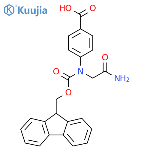 4-(carbamoylmethyl)({(9H-fluoren-9-yl)methoxycarbonyl})aminobenzoic acid structure