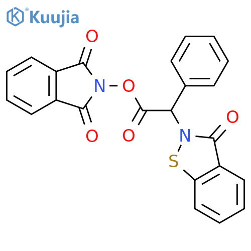 1,3-dioxo-2,3-dihydro-1H-isoindol-2-yl 2-(3-oxo-2,3-dihydro-1,2-benzothiazol-2-yl)-2-phenylacetate structure