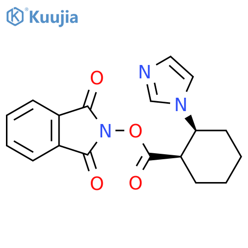 rac-1,3-dioxo-2,3-dihydro-1H-isoindol-2-yl (1R,2S)-2-(1H-imidazol-1-yl)cyclohexane-1-carboxylate structure