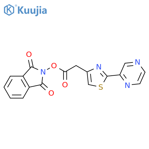 1,3-dioxo-2,3-dihydro-1H-isoindol-2-yl 2-[2-(pyrazin-2-yl)-1,3-thiazol-4-yl]acetate structure