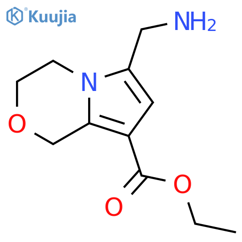 Ethyl 6-(aminomethyl)-3,4-dihydro-1H-pyrrolo[2,1-c][1,4]oxazine-8-carboxylate structure