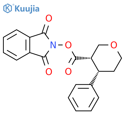 rac-1,3-dioxo-2,3-dihydro-1H-isoindol-2-yl (3R,4R)-4-phenyloxane-3-carboxylate structure