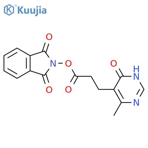 1,3-dioxo-2,3-dihydro-1H-isoindol-2-yl 3-(4-methyl-6-oxo-1,6-dihydropyrimidin-5-yl)propanoate structure