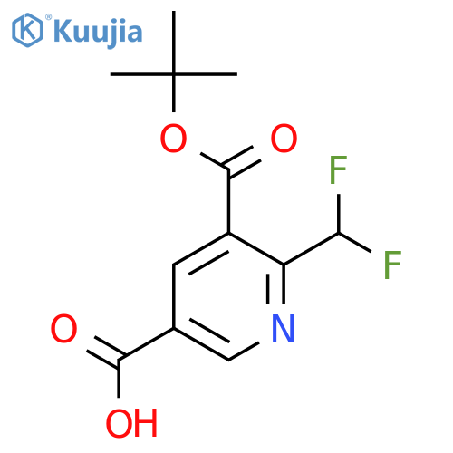 5-[(Tert-butoxy)carbonyl]-6-(difluoromethyl)pyridine-3-carboxylic acid structure