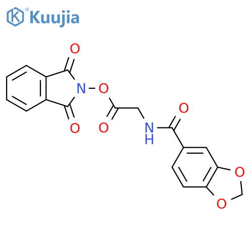 1,3-dioxo-2,3-dihydro-1H-isoindol-2-yl 2-[(1,3-dioxaindan-5-yl)formamido]acetate structure