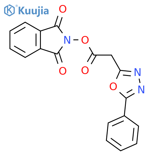 1,3-dioxo-2,3-dihydro-1H-isoindol-2-yl 2-(5-phenyl-1,3,4-oxadiazol-2-yl)acetate structure