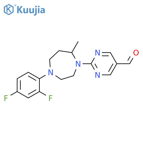 2-[4-(2,4-Difluorophenyl)hexahydro-7-methyl-1H-1,4-diazepin-1-yl]-5-pyrimidinecarboxaldehyde structure