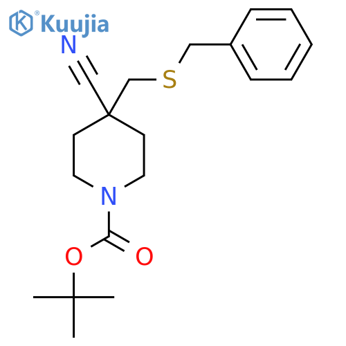 Tert-butyl 4-(benzylsulfanylmethyl)-4-cyanopiperidine-1-carboxylate structure