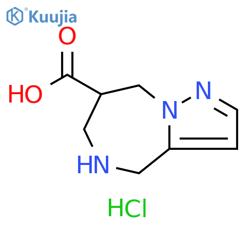 4H-Pyrazolo[1,5-a][1,4]diazepine-7-carboxylic acid, 5,6,7,8-tetrahydro-, hydrochloride (1:2) structure