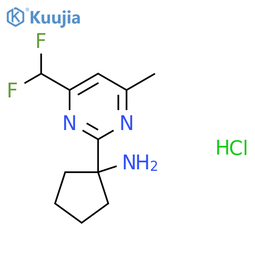 1-[4-(Difluoromethyl)-6-methylpyrimidin-2-yl]cyclopentan-1-amine;hydrochloride structure