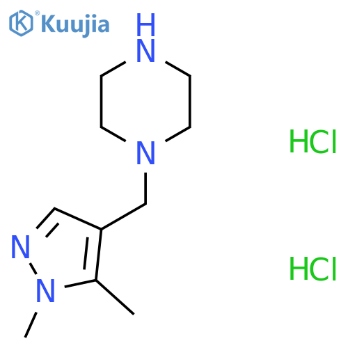 1-[(1,5-Dimethylpyrazol-4-yl)methyl]piperazine;dihydrochloride structure