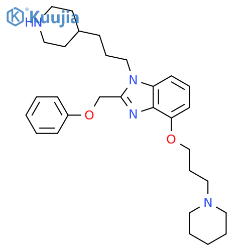 2-(Phenoxymethyl)-4-3-(1-piperidinyl)propoxy-1-3-(4-piperidinyl)propyl-1H-benzimidazole structure