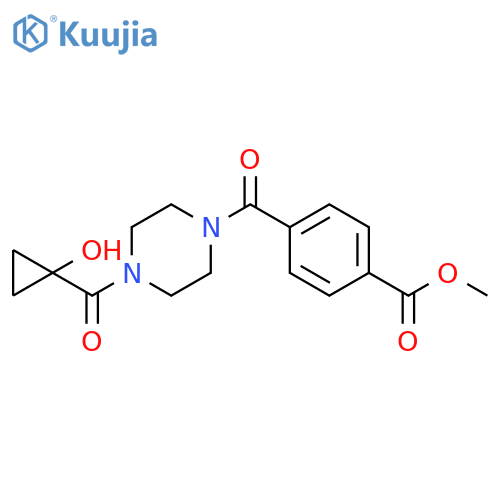 Benzoic acid, 4-[[4-[(1-hydroxycyclopropyl)carbonyl]-1-piperazinyl]carbonyl]-, methyl ester structure