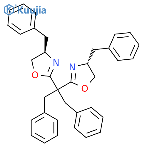 (4R,4'R)-2,2'-(1,3-Diphenylpropane-2,2-diyl)bis(4-benzyl-4,5-dihydrooxazole) structure