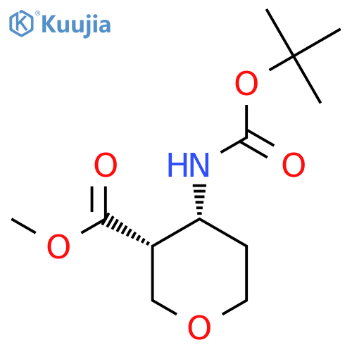 methyl (3R,4R)-4-(tert-butoxycarbonylamino)tetrahydropyran-3-carboxylate structure