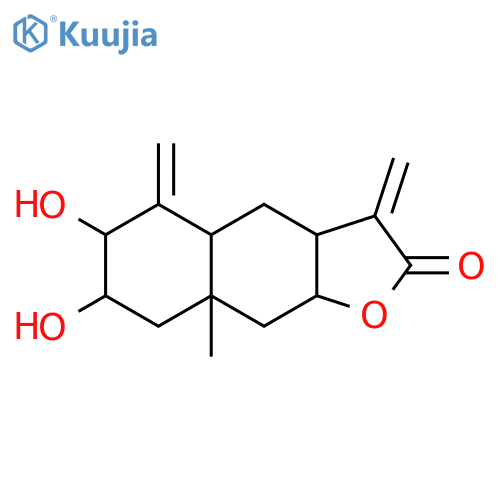 Naphtho[2,3-b]furan-2(3H)-one,decahydro-6,7-dihydroxy-8a-methyl-3,5-bis(methylene)-, (3aR,4aR,6R,7R,8aR,9aR)- structure