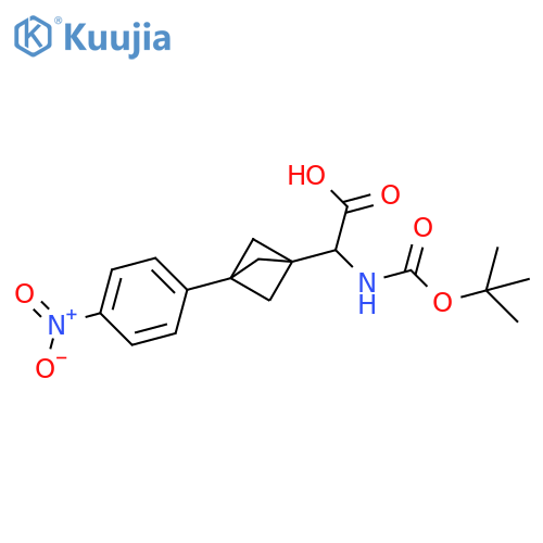 2-[(2-Methylpropan-2-yl)oxycarbonylamino]-2-[3-(4-nitrophenyl)-1-bicyclo[1.1.1]pentanyl]acetic acid structure