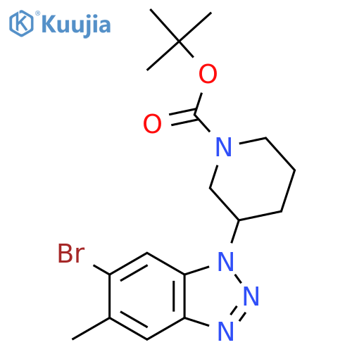 tert-butyl 3-(6-bromo-5-methyl-1H-1,2,3-benzotriazol-1-yl)piperidine-1-carboxylate structure