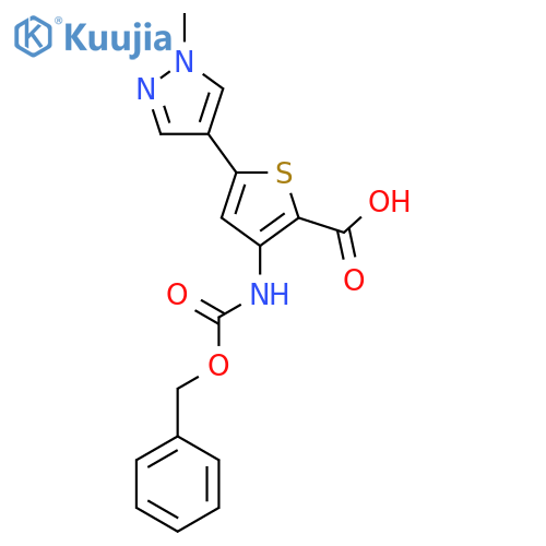 5-(1-Methylpyrazol-4-yl)-3-(phenylmethoxycarbonylamino)thiophene-2-carboxylic acid structure