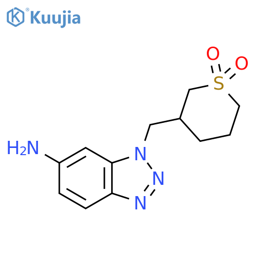 3-[(6-amino-1H-1,2,3-benzotriazol-1-yl)methyl]-1lambda6-thiane-1,1-dione structure