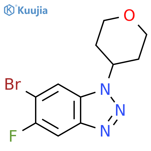6-bromo-5-fluoro-1-(oxan-4-yl)-1H-1,2,3-benzotriazole structure