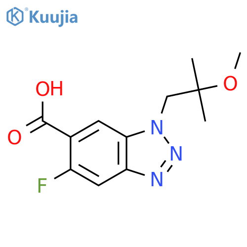 5-fluoro-1-(2-methoxy-2-methylpropyl)-1H-1,2,3-benzotriazole-6-carboxylic acid structure