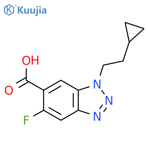 1-(2-cyclopropylethyl)-5-fluoro-1H-1,2,3-benzotriazole-6-carboxylic acid structure