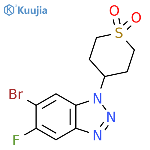 4-(6-bromo-5-fluoro-1H-1,2,3-benzotriazol-1-yl)-1lambda6-thiane-1,1-dione structure