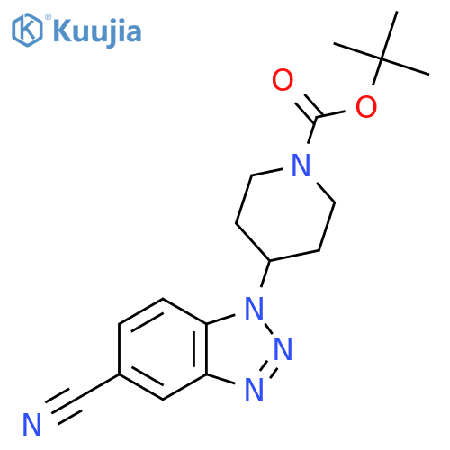 tert-butyl 4-(5-cyano-1H-1,2,3-benzotriazol-1-yl)piperidine-1-carboxylate structure