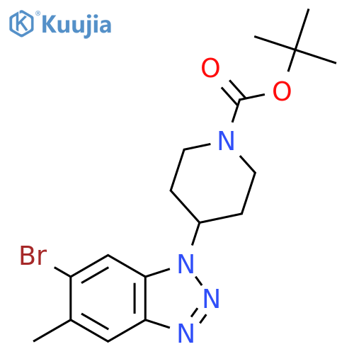 tert-butyl 4-(6-bromo-5-methyl-1H-1,2,3-benzotriazol-1-yl)piperidine-1-carboxylate structure