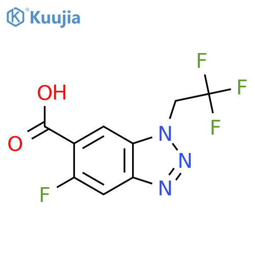 5-fluoro-1-(2,2,2-trifluoroethyl)-1H-1,2,3-benzotriazole-6-carboxylic acid structure
