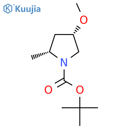 (2R, 4S)-4-Methoxy-2-methyl-pyrrolidine-1-carboxylic acid tert-butyl ester structure