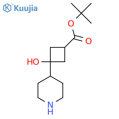 Tert-butyl 3-hydroxy-3-piperidin-4-ylcyclobutane-1-carboxylate structure