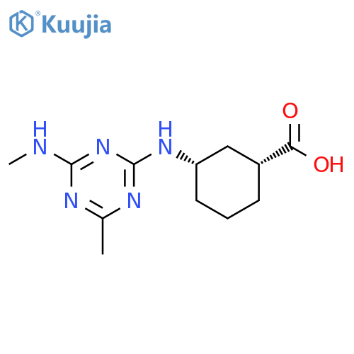 (1R,3S)-3-[[4-methyl-6-(methylamino)-1,3,5-triazin-2-yl]amino]cyclohexanecarboxylic acid structure