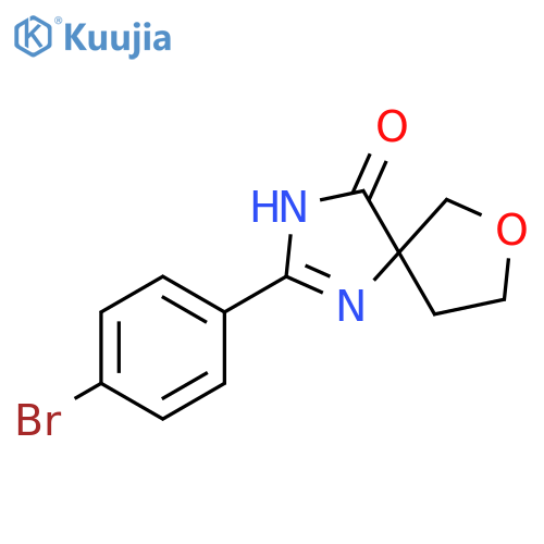 2-(4-bromophenyl)-7-oxa-1,3-diazaspiro[4.4]non-1-en-4-one structure