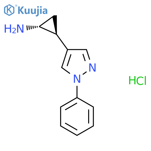 rac-(1R,2S)-2-(1-phenyl-1H-pyrazol-4-yl)cyclopropan-1-amine hydrochloride structure