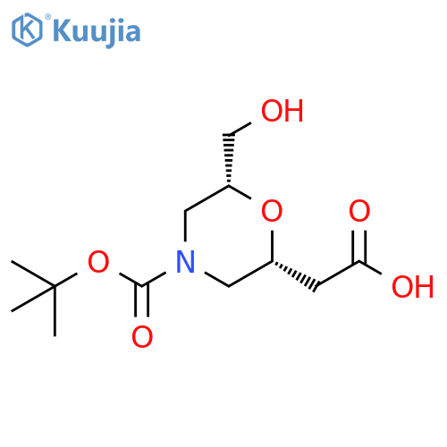 rac-2-(2R,6R)-4-(tert-butoxy)carbonyl-6-(hydroxymethyl)morpholin-2-ylacetic acid, cis structure