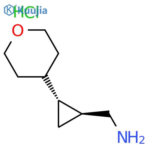 Cyclopropanemethanamine, 2-(tetrahydro-2H-pyran-4-yl)-, hydrochloride (1:1), (1R,2S)-rel- structure